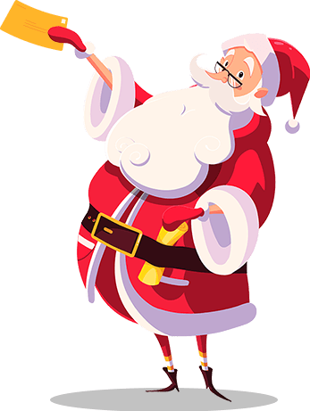 Santa holding up a letter